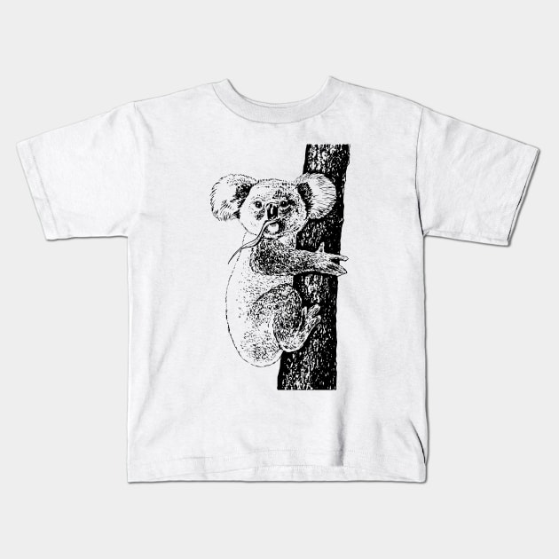 Koala ink drawing Kids T-Shirt by katerinamk